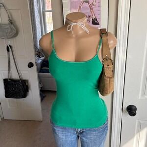 Y2K 2000s bimbo Green fitted cotton Cami Tank top
